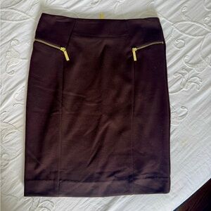 Michael Kors Brown Pencil Skirt with Gold Zippers
